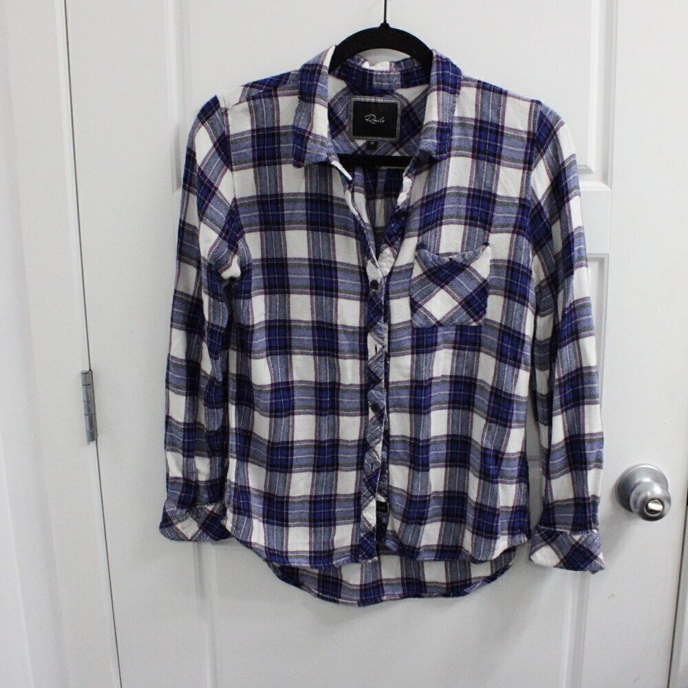 Rails Size Medium Button Down Plaid‎ Shirt Blue/White/Purple